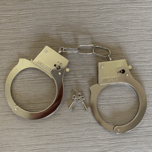 Metal police costume handcuffs with keys for kids pretend play